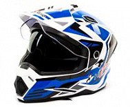Шлем мотард HIZER J6802 white/blue (2 визора)
