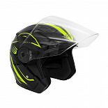 Шлем KIOSHI 516 Solid открытый со стеклом и очками, черный/желтый