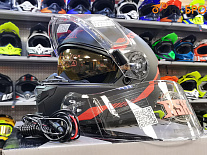 Шлем модуляр с подогревом RSX Spark (HS159) Winter, черно-красный мат ЧЗ