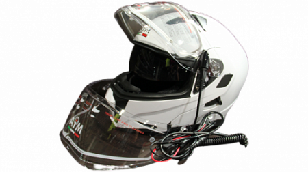 Шлем модуляр с подогревом AiM JK906 white glossy